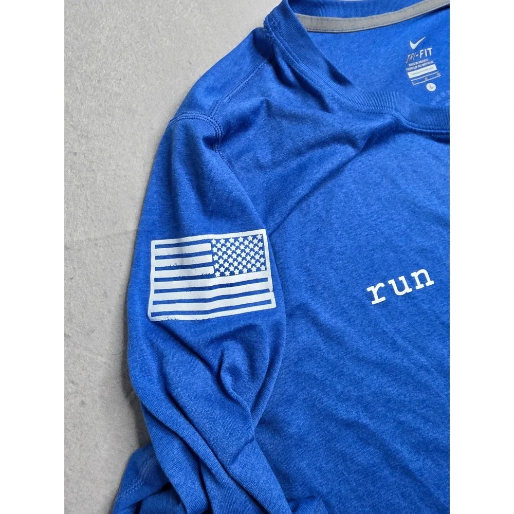 Nike Dri-Fit Shirt Womens Large Wear Blue: Run To Remember Graphic Performance